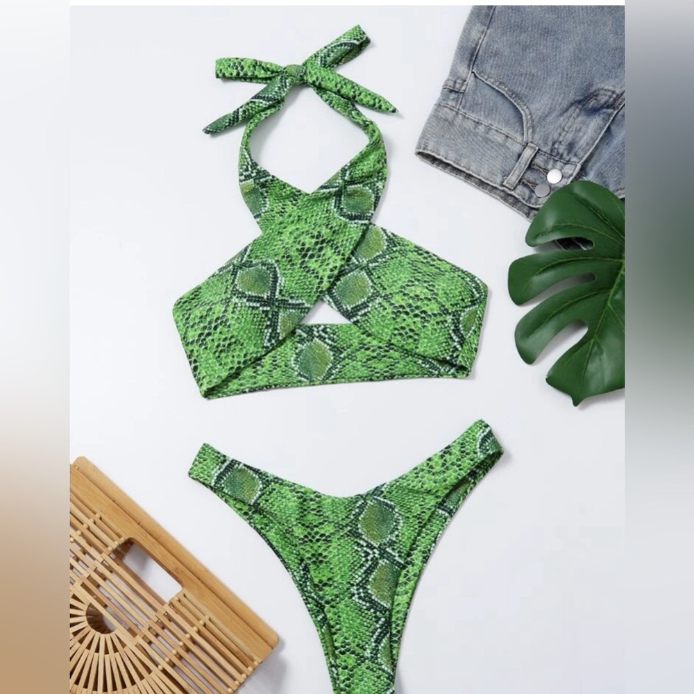2 piece snake print swimsuit